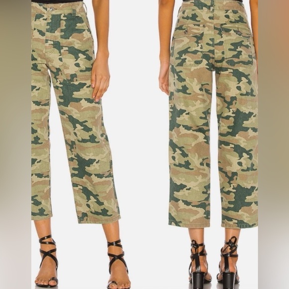 We The Free People Remy Camo Cropped Pants Women 28 Multi Straight Leg - Picture 14 of 14